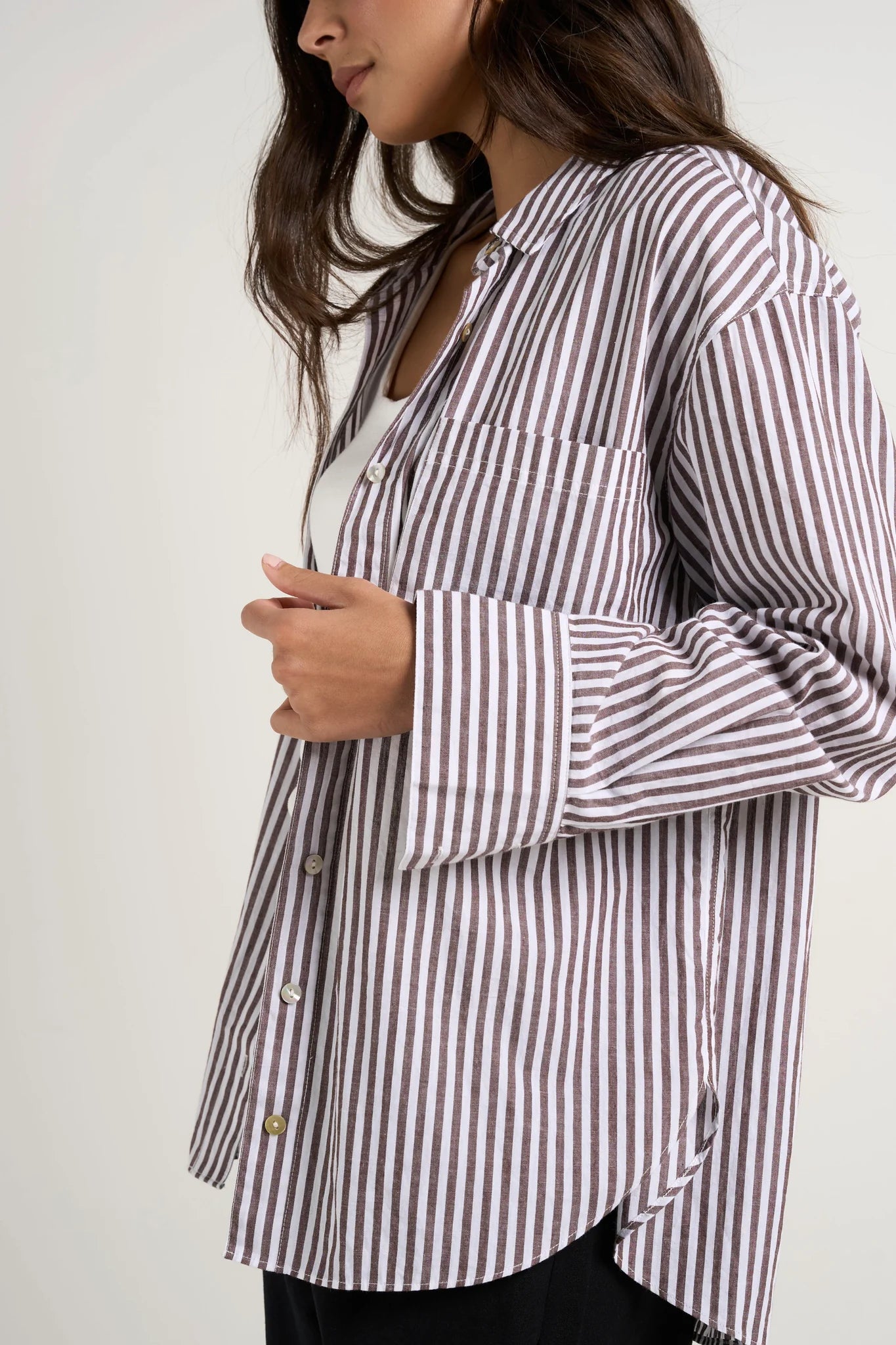 STORIES BE TOLD // You Got This Poplin Oversized Shirt CHOCOLATE