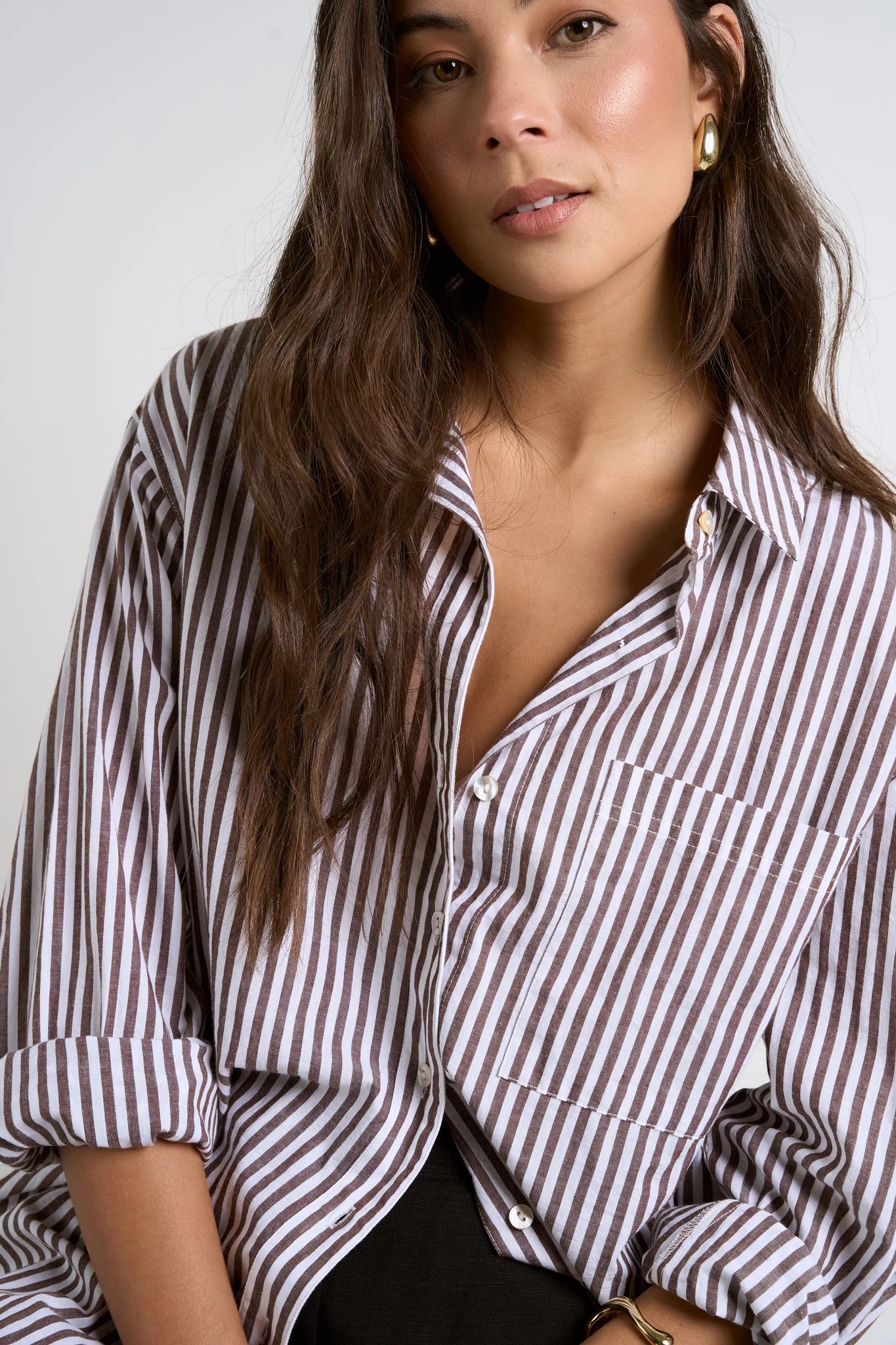 STORIES BE TOLD // You Got This Poplin Oversized Shirt CHOCOLATE