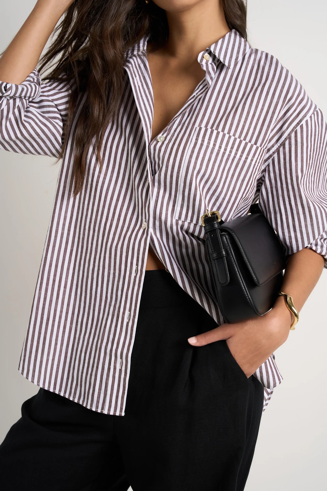 STORIES BE TOLD // You Got This Poplin Oversized Shirt CHOCOLATE