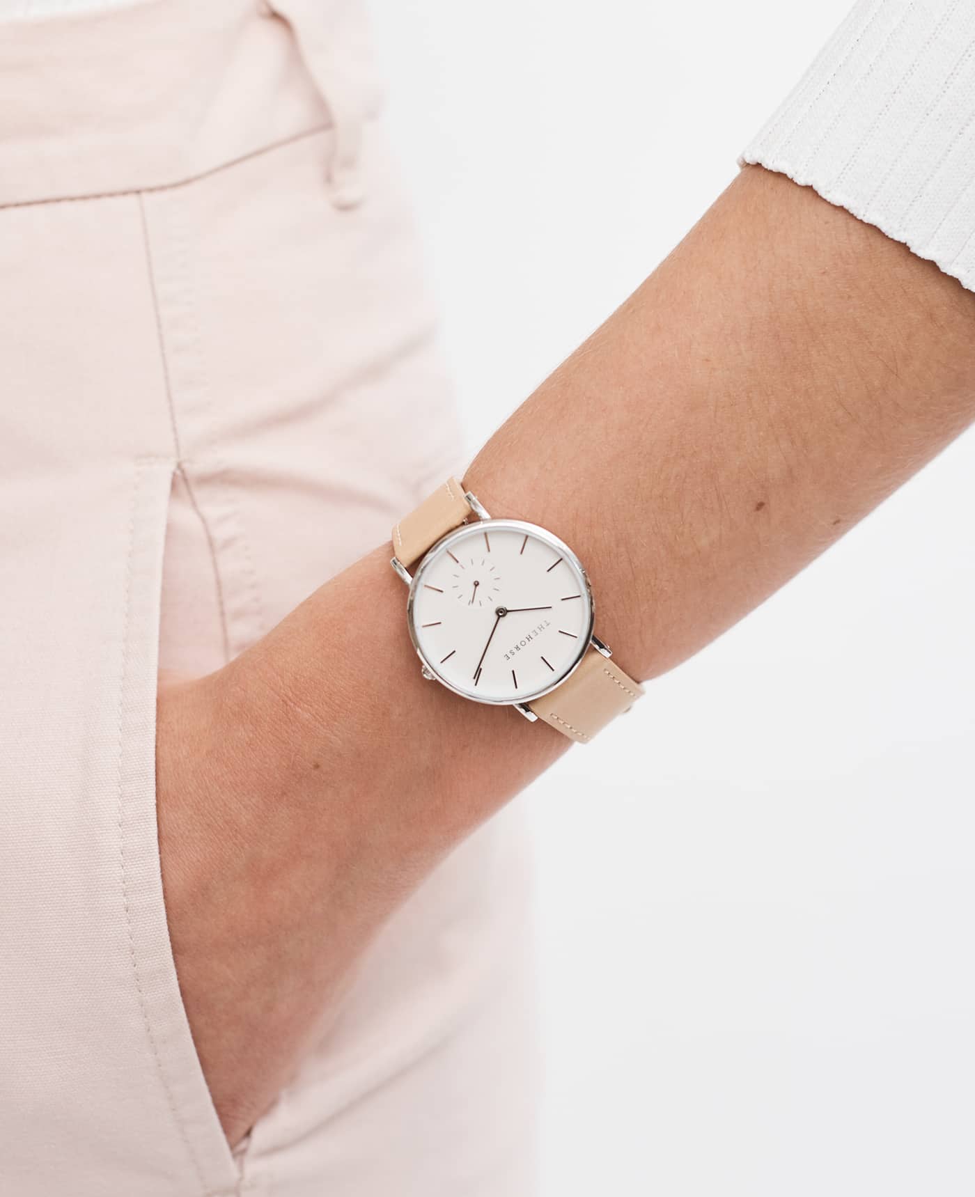 THE HORSE // The Classic SILVER / WHITE DIAL / NUDE LEATHER