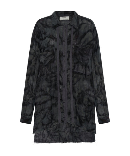 ONE TEASPOON // Resonance Muslin Longline Shirt BLACK INK