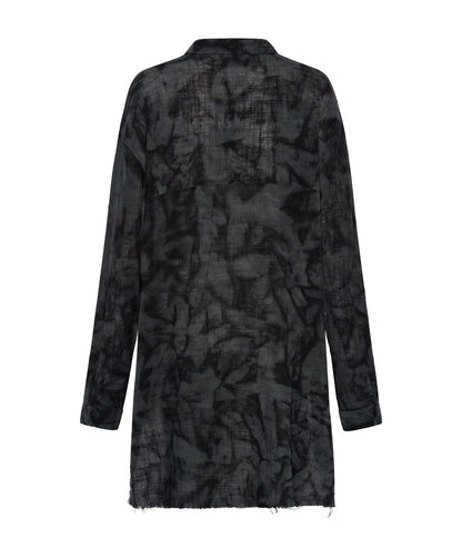 ONE TEASPOON // Resonance Muslin Longline Shirt BLACK INK