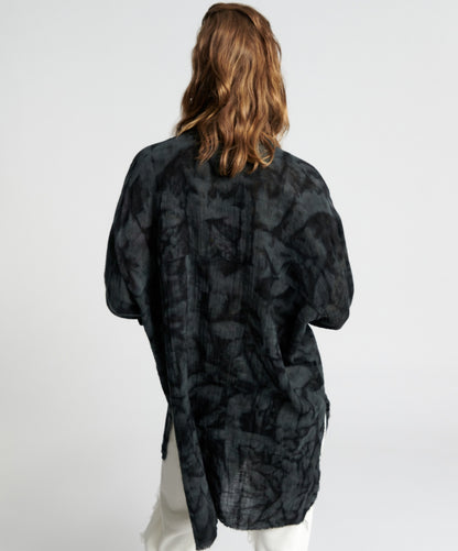 ONE TEASPOON // Resonance Muslin Longline Shirt BLACK INK