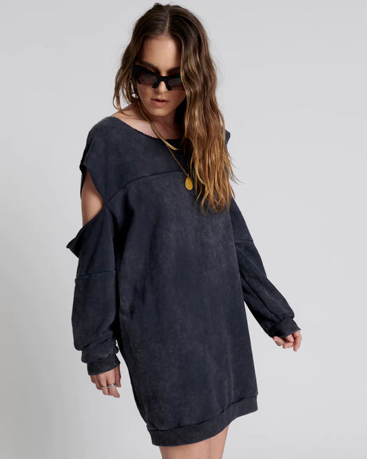 ONE TEASPOON // Hold Tight Sweater Dress BLACK ACID