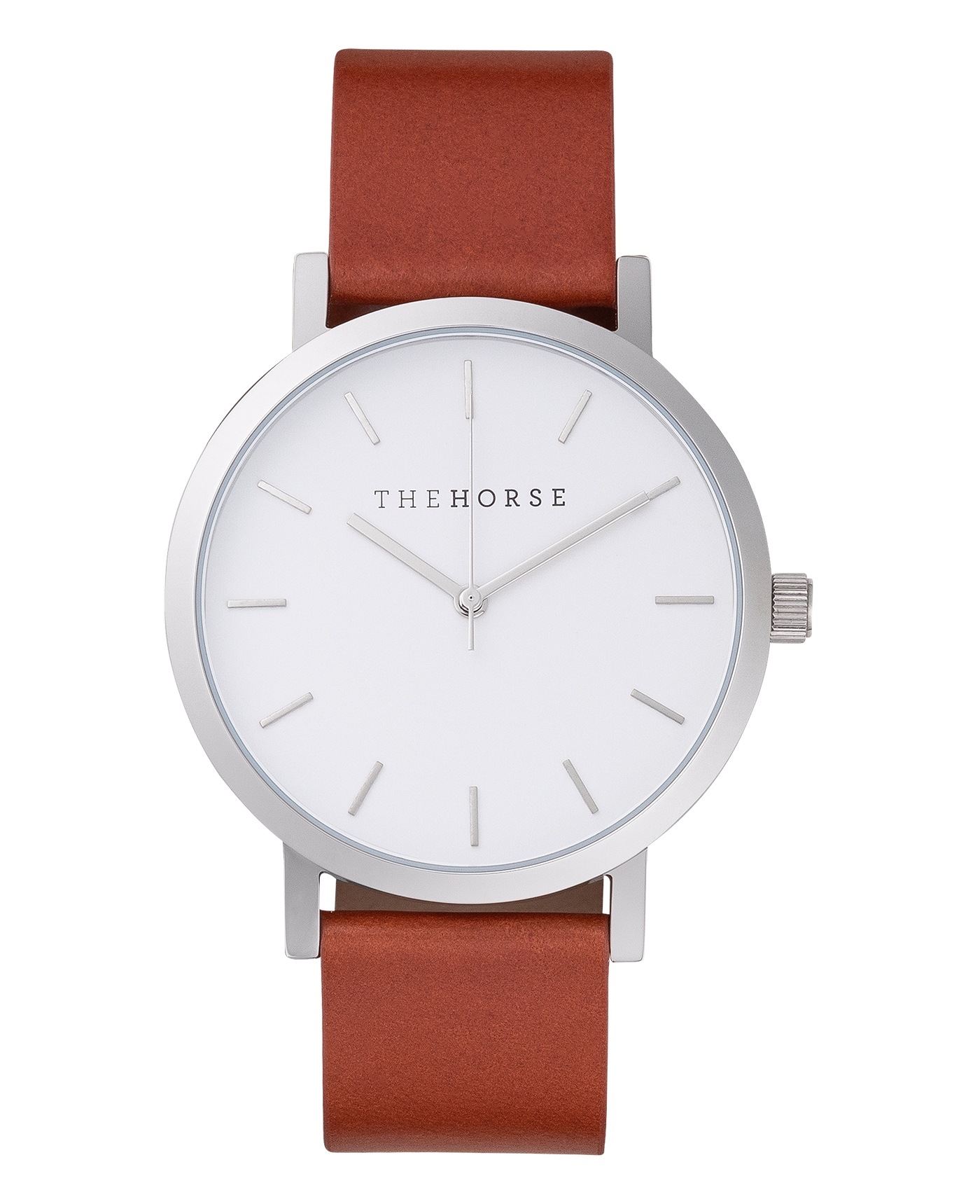 THE HORSE // Original POLISHED STEEL / WHITE FACE / TAN BAND