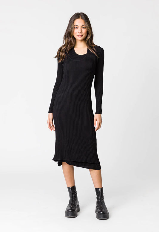 REMAIN // Burke Rib Knit Dress BLACK