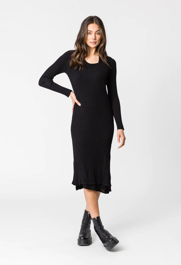 REMAIN // Burke Rib Knit Dress BLACK