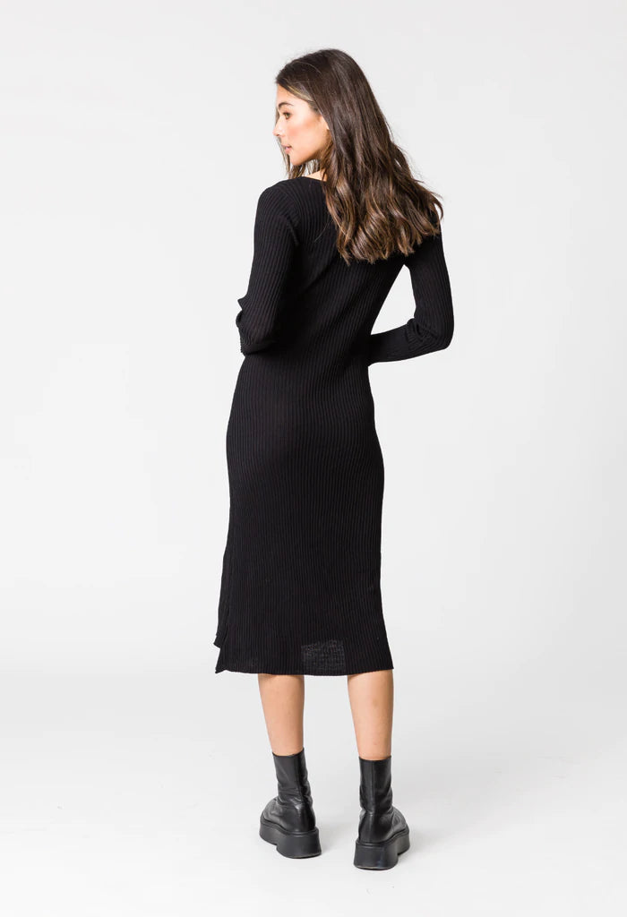 REMAIN // Burke Rib Knit Dress BLACK