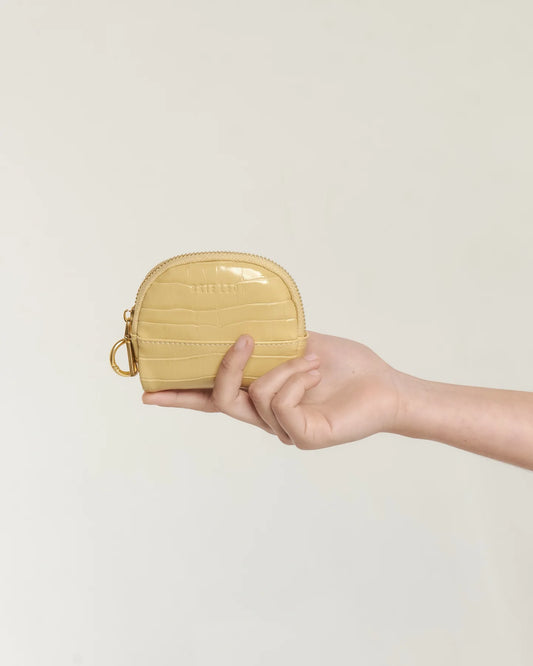BRIE LEON // Circulo Coin Purse BUTTERMILK BRUSHED RECYCLED CROC