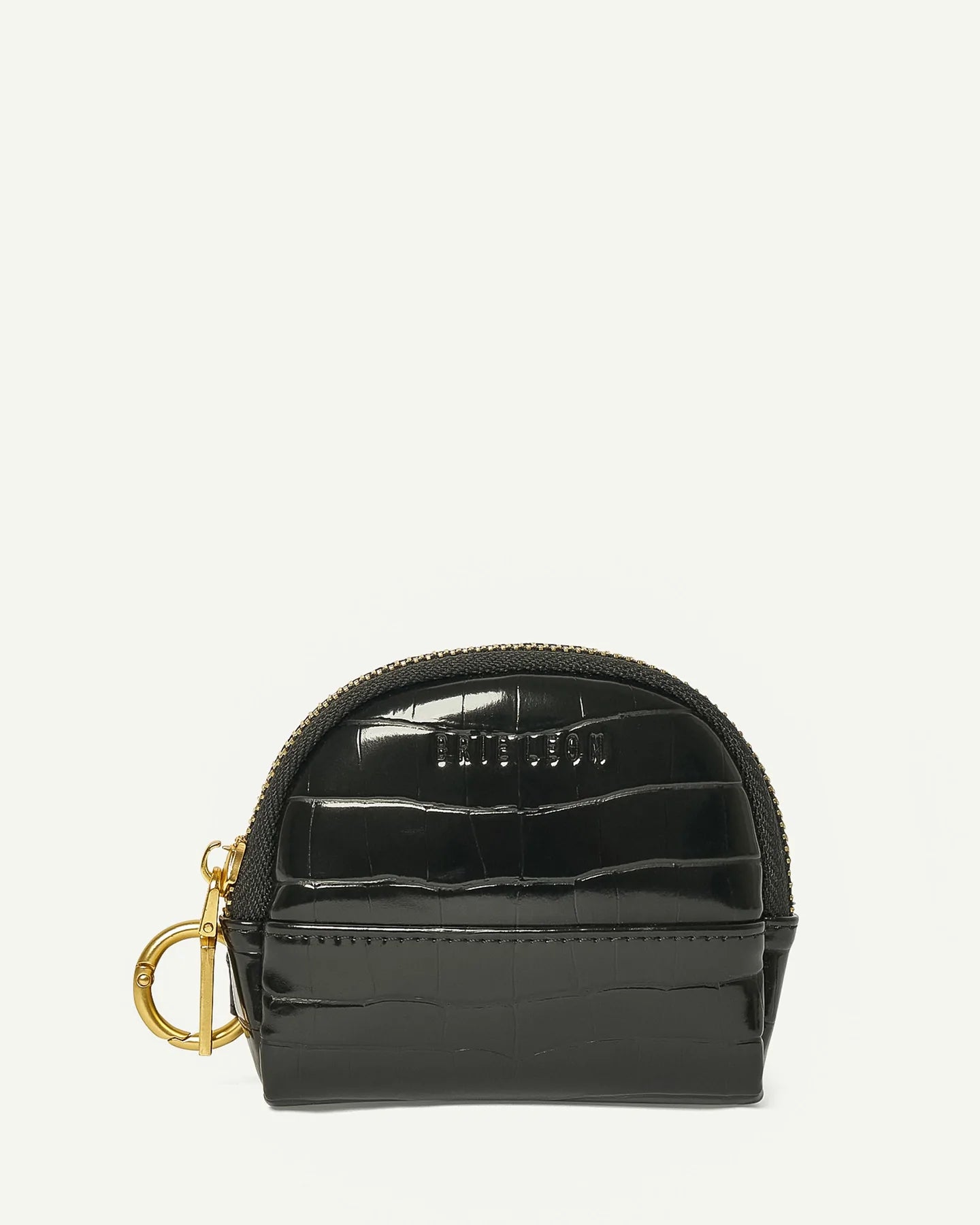 BRIE LEON // Circulo Coin Purse BLACK BRUSHED RECYCLED CROC