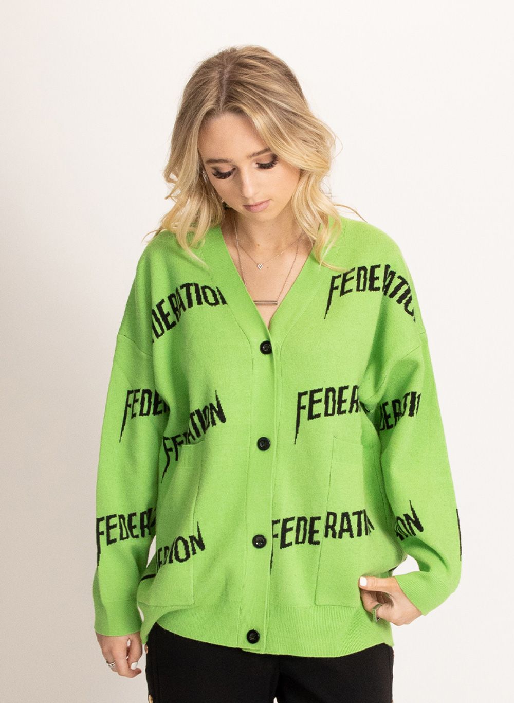 FEDERATION // Repetition Cardi LIME/BLACK