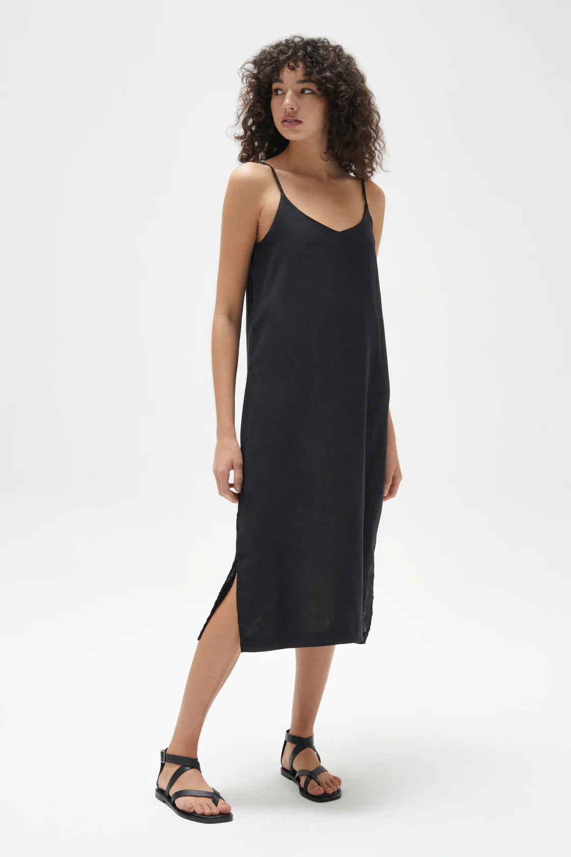 ASSEMBLY LABEL // Linen Slip Dress BLACK