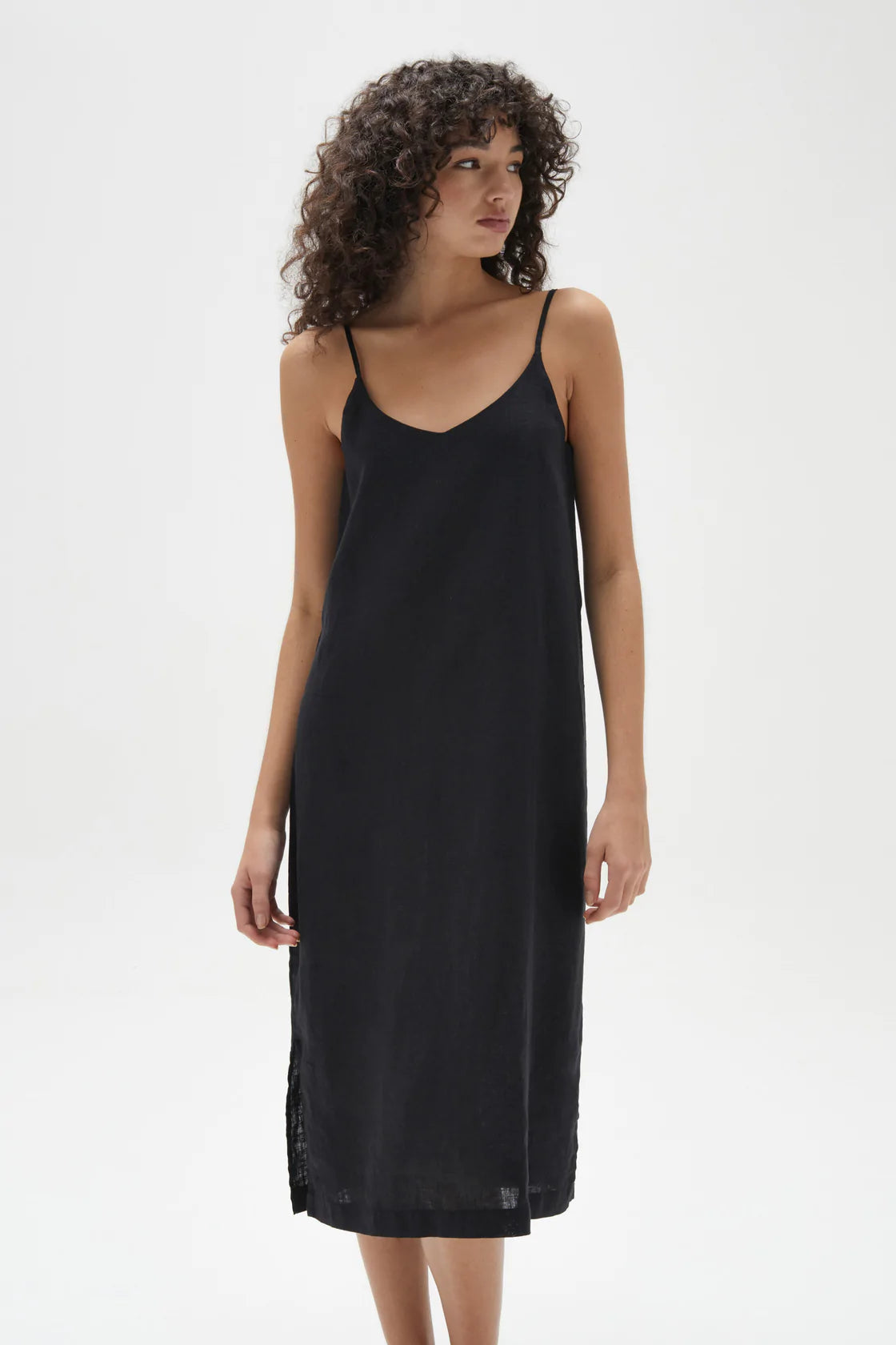 ASSEMBLY LABEL // Linen Slip Dress BLACK