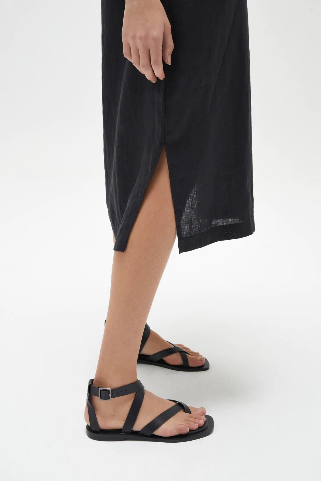 Assembly label linen slip dress black on sale