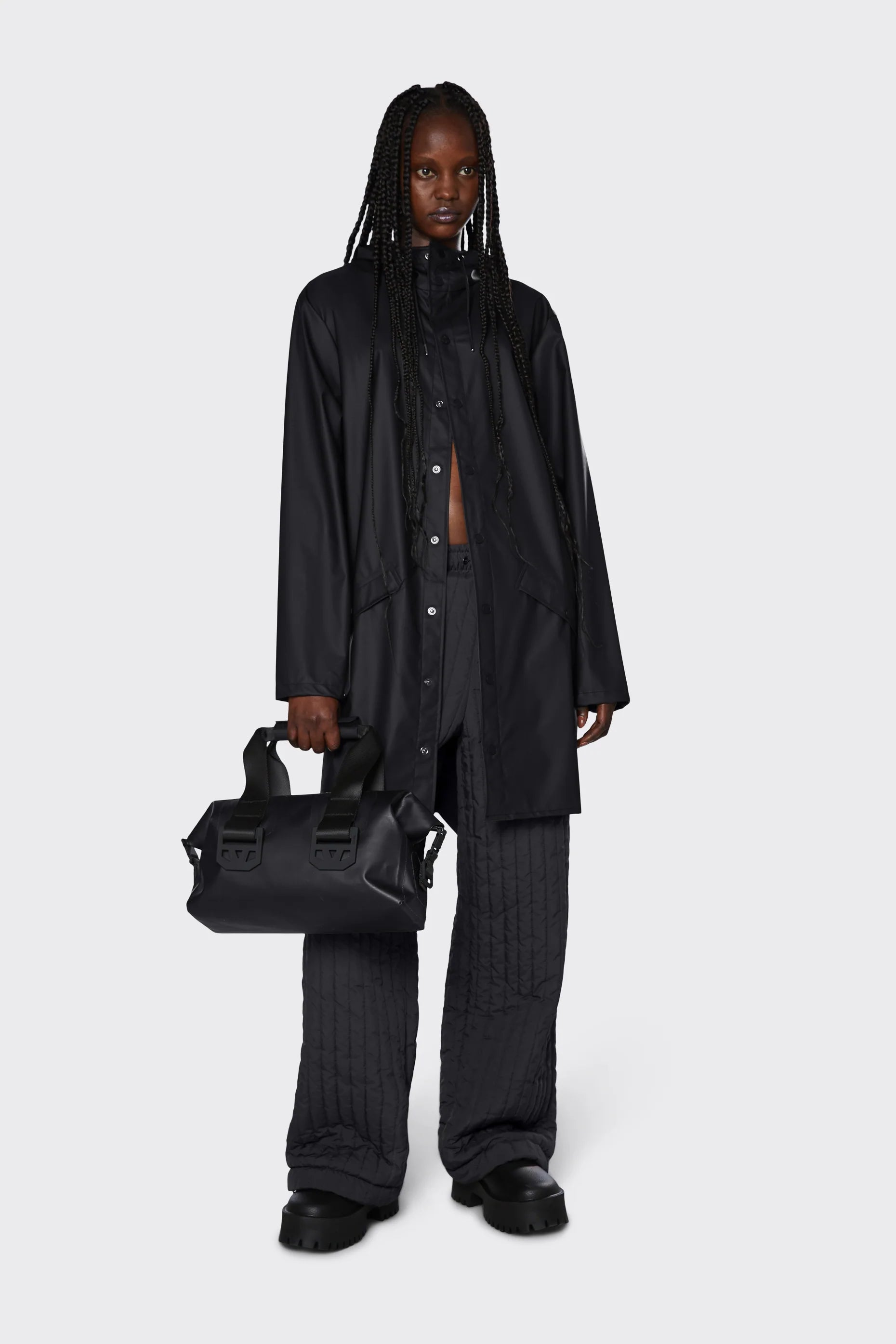 RAINS // UNISEX Long Jacket BLACK