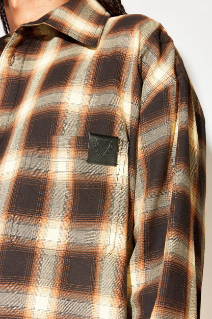 STOLEN GIRLFRIENDS CLUB // Pioneer Plaid Overshirt BROWN/BUTTER