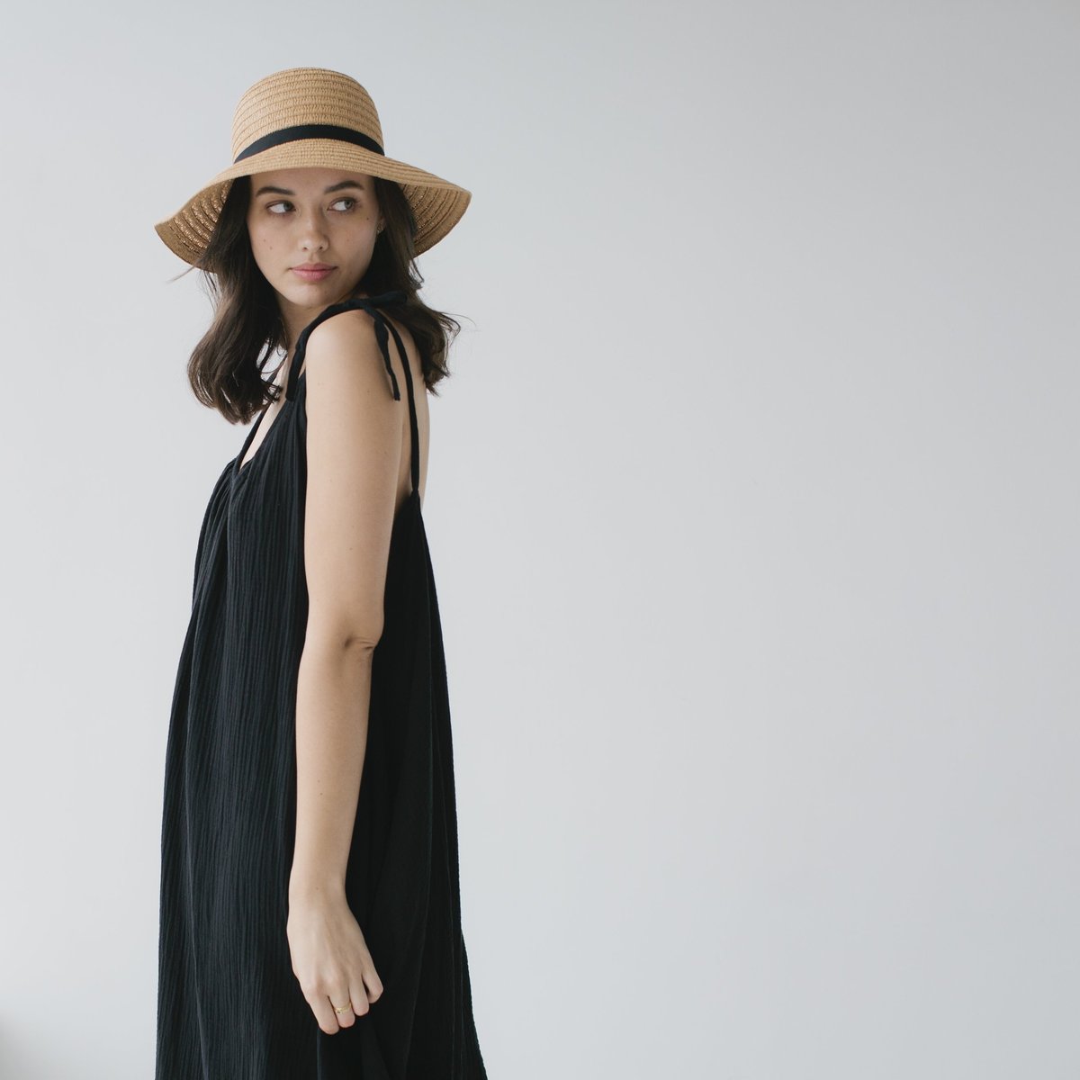 S O P H I E // So Shady Ribbon Hat NATURAL w/ BLACK