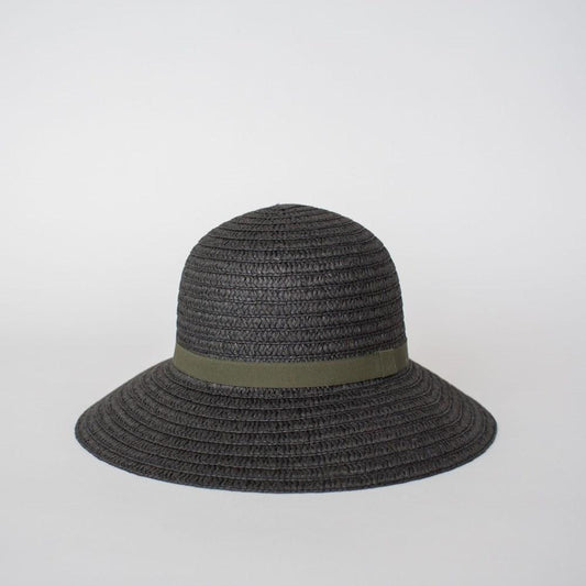 S O P H I E // So Shady Ribbon Hat BLACK w/ OLIVE