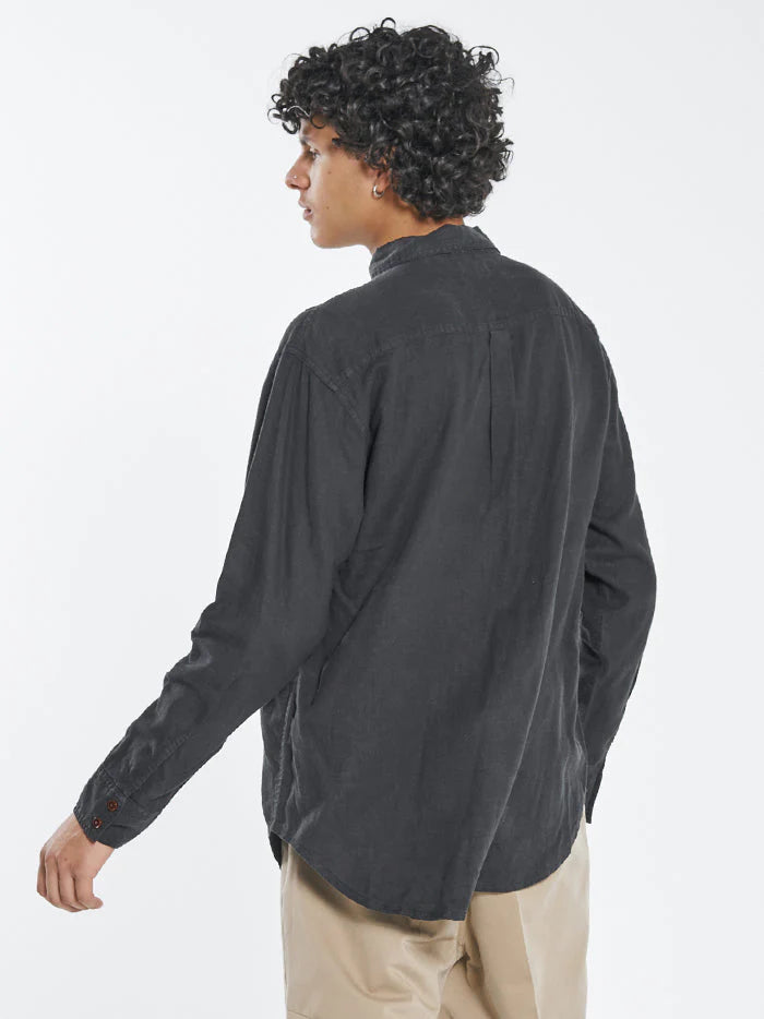 THRILLS // Hemp Minimal Thrills Oversize Long Sleeve Shirt BLACK