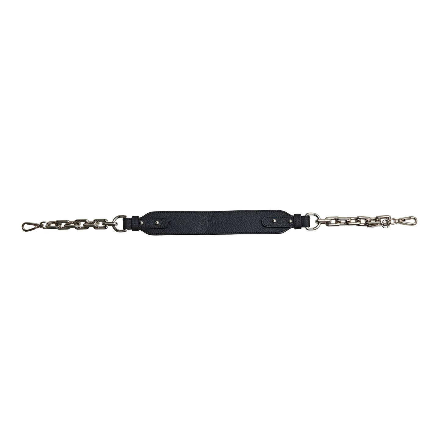 SABEN // Feature Shoulder Strap Chain Silver Chunky + Black Leather