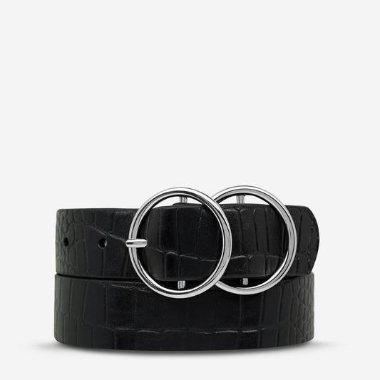 STATUS ANXIETY // Mislaid Belt BLACK CROC/SILVER